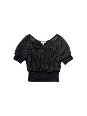 Haver & Blair White Polka Dot Smocked Waist Black Top